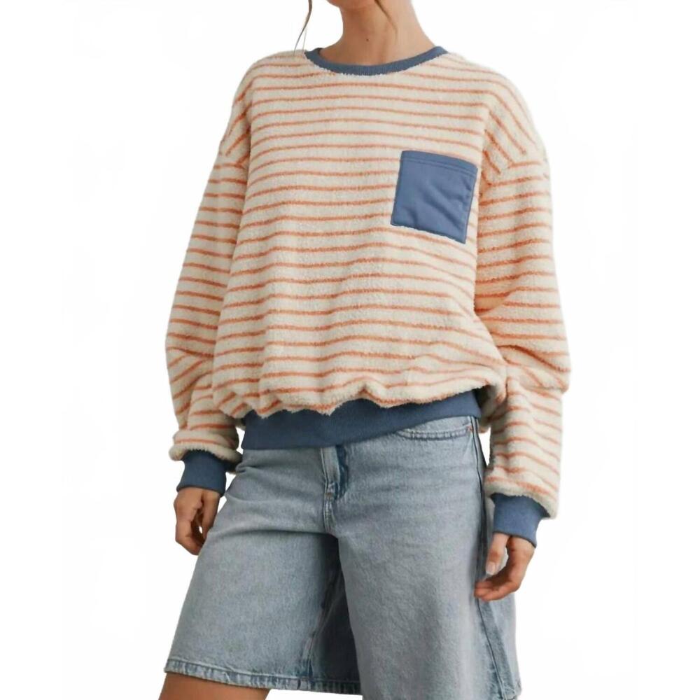 NEW BUTTERMELON striped oversized crewneck long sleeve sweater in multi